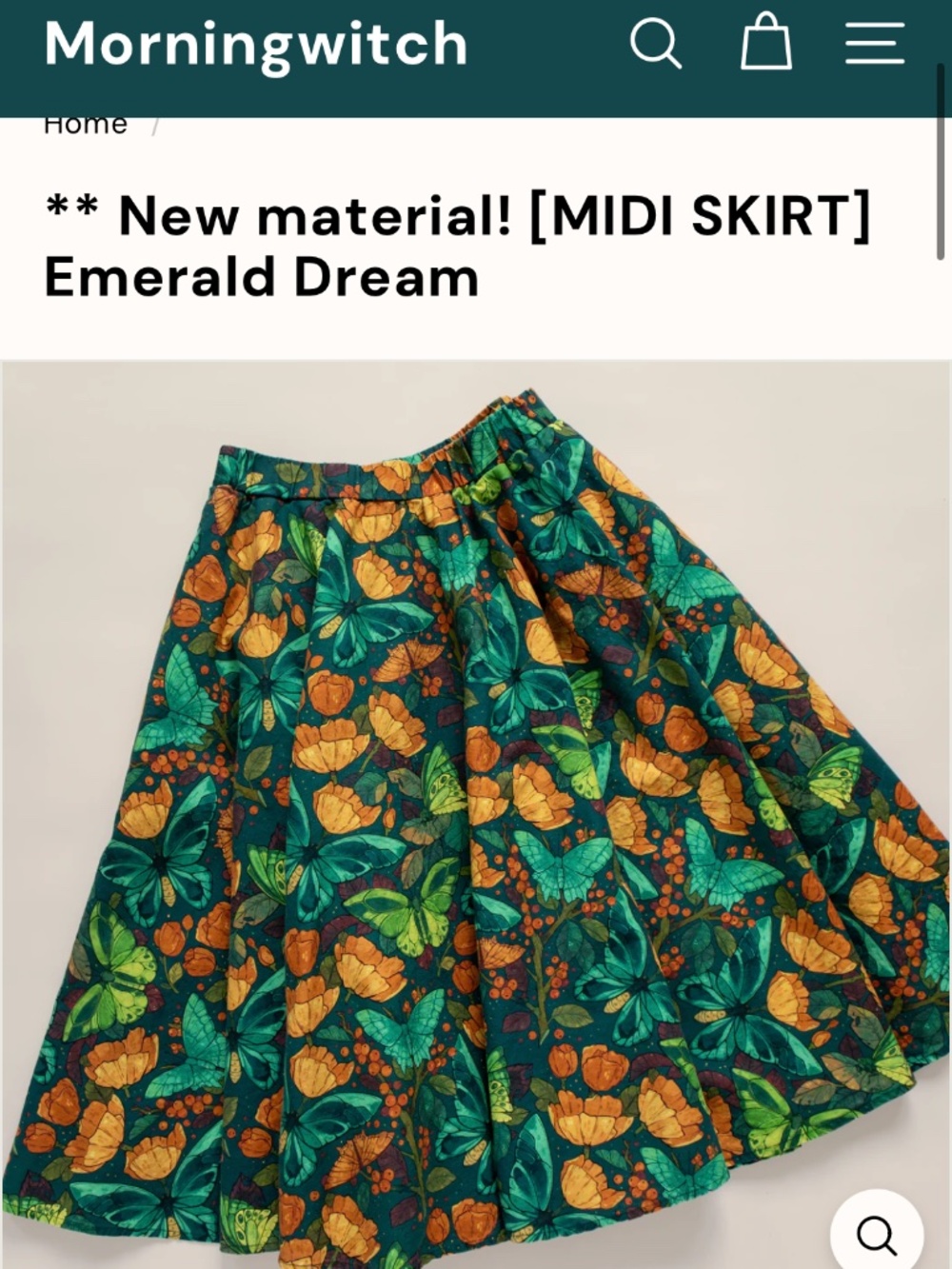 Morningwitch Emerald Dream Circle Skirt Size B